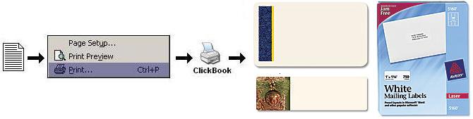 Print to the ClickBook printer to create a custom professional business cards with your printer.